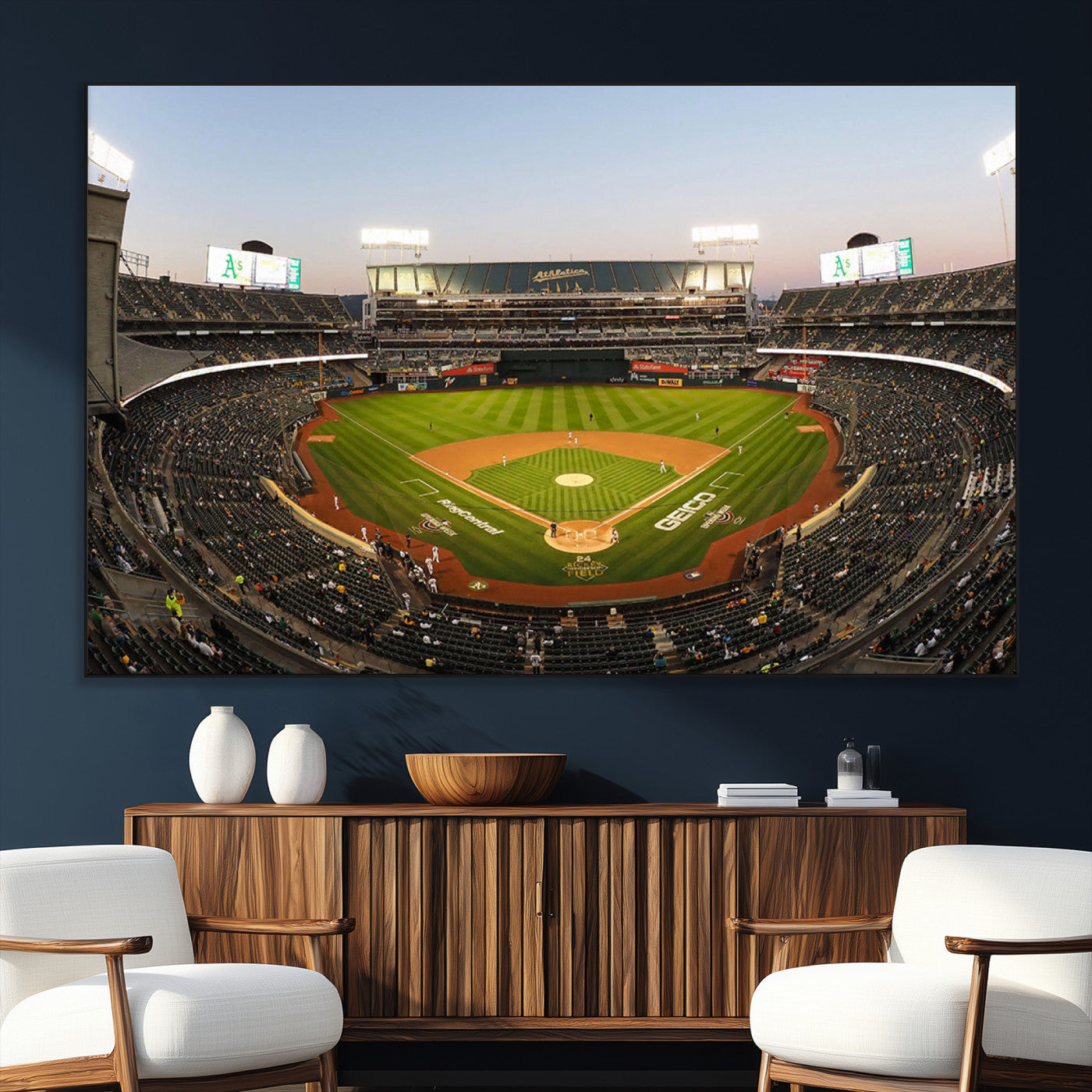 45272-SEG-FC-51X34_Oversize_Oversize-Oakland Athletics Baseball Team Print - RingCentral Coliseum Stadium Wall Art Canvas Print