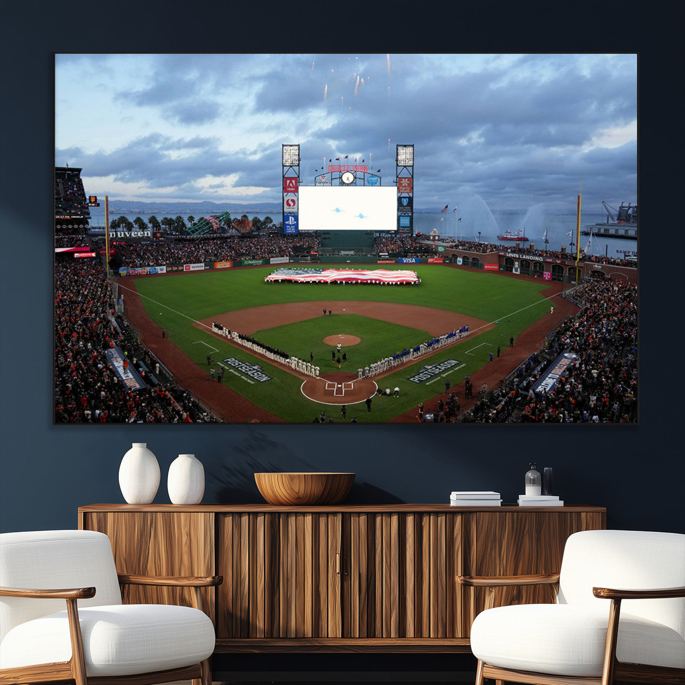 44631-MGV-CV-36X24-Oracle Park San Francisco Giants Wall Art | Oracle Park Stadium Canvas Print| Large Framed Baseball