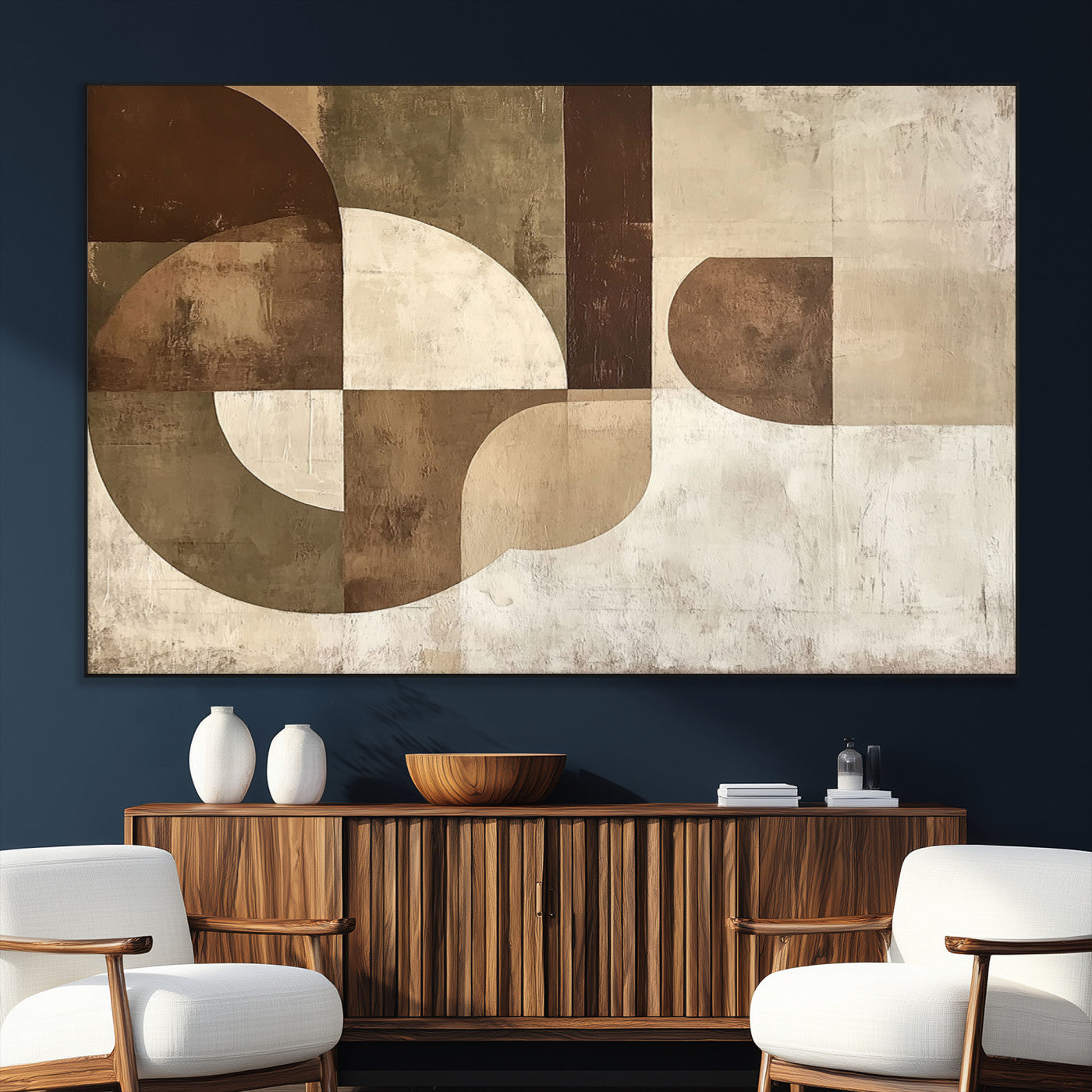 59767-MGV-CV-36X24-Wabi Sabi Geometric Wall Art | Abstract Modern Minimalist Canvas Print with Neutral Mid Century Art