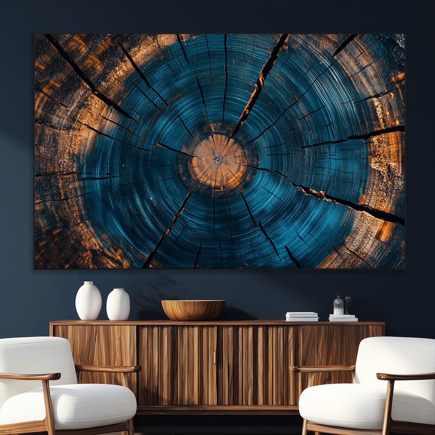 13398-MGV-CV-36X24-Abstract Tree Rings Wall Art Canvas Print Wood Grain Rings Artwork Nature Woodland Modern Wall Decor for Home, Office