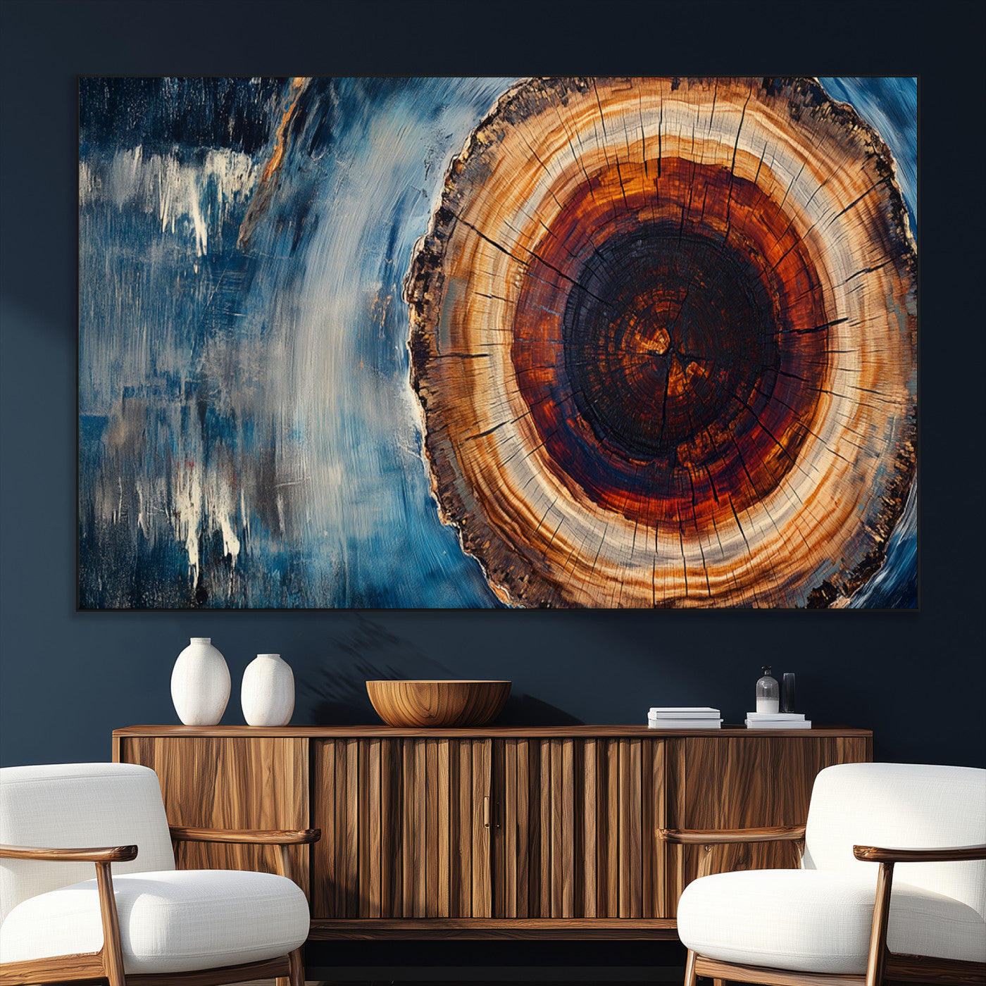 48045-MGV-CV-36X24-Abstract Tree Rings Wall Art Canvas Print - Wood Grain Rings Canvas Print - Nature Woodland Wall