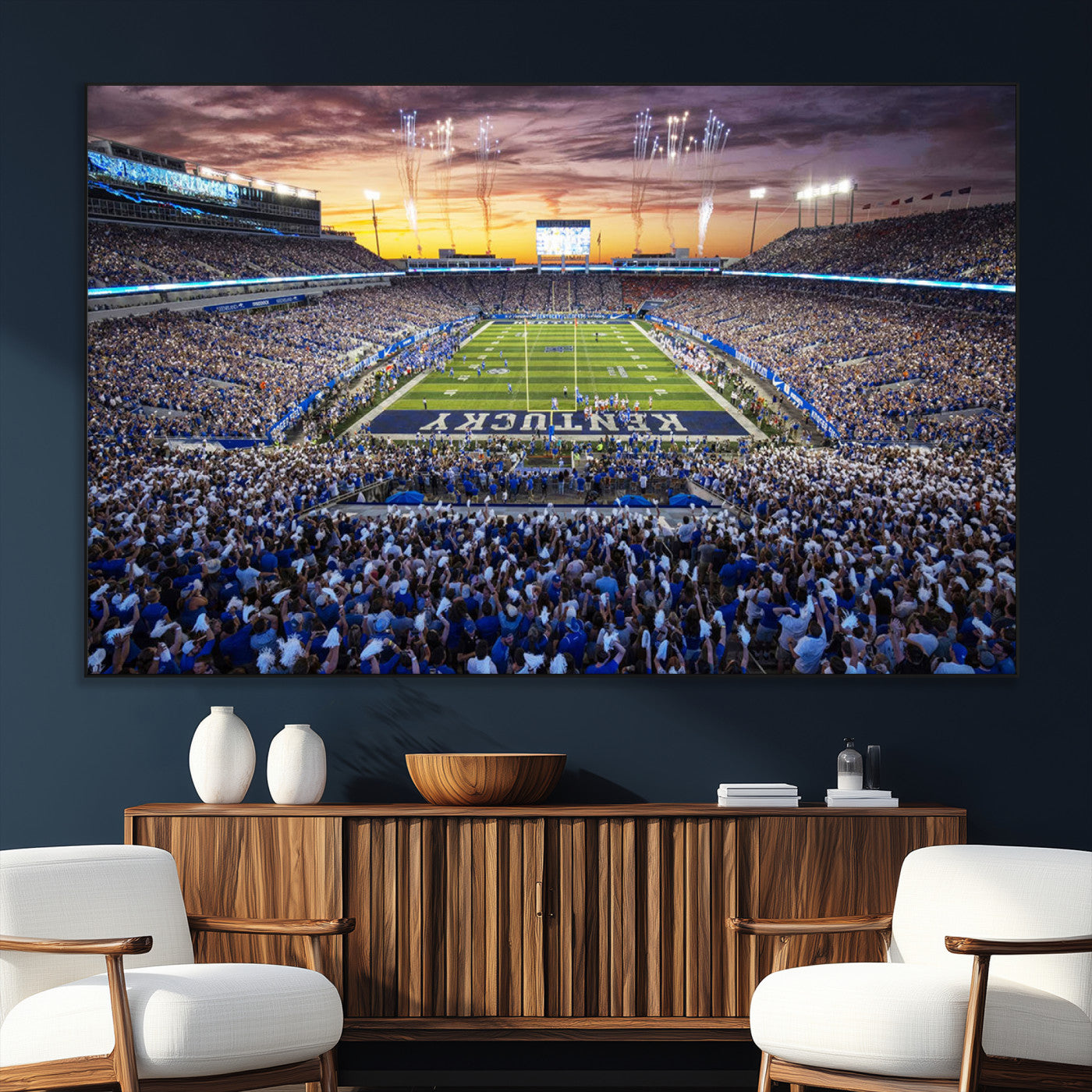 78524-MGV-CV-36X24-Kroger Field Wall Art Print - Kentucky Stadium Wall Art Print - Sunset Football Stadium Wall Decor -