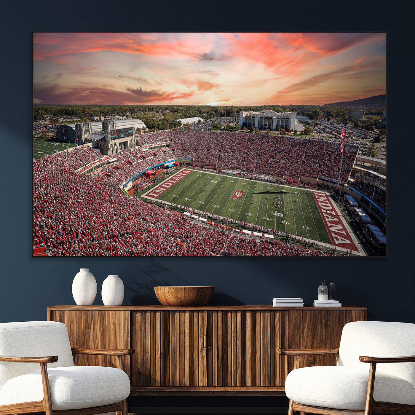 51135-MGV-CV-36X24-Indiana Memorial Stadium Wall Art Canvas Print, Framed Studium Canvas Art, Indiana Memorial Stadium