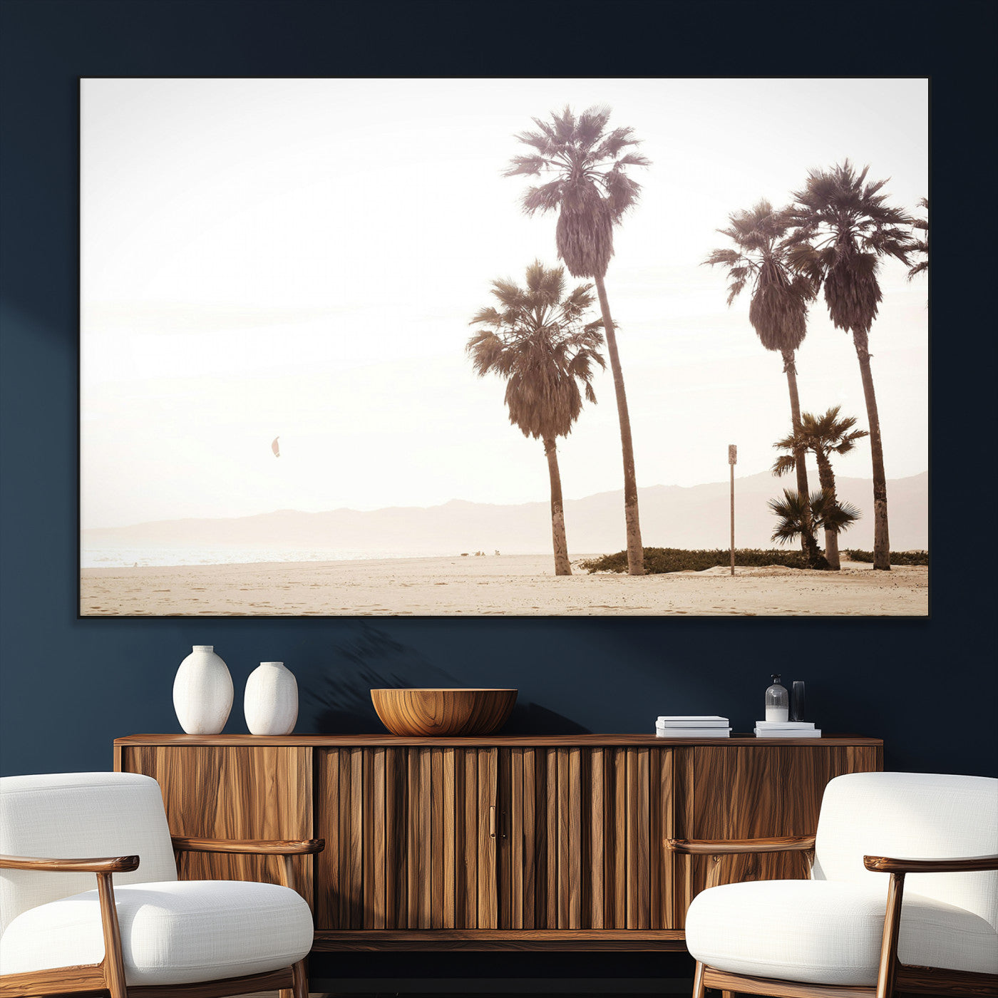-Coastal Light Wall Art Canvas Print – Relaxing Shoreline Minimalist Ocean Tropical Serenity Artwork for Home, Office