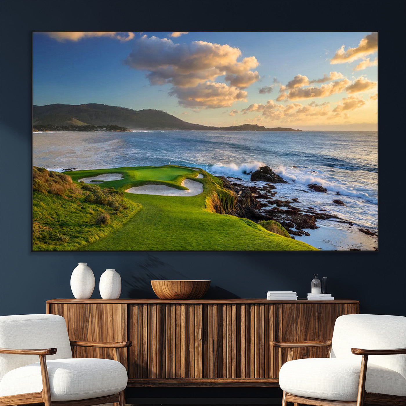 50107048-MGV-CV-36X24-Pebble Beach Golf Links Wall Art Canvas Print – Iconic Coastal Golf Course Artwork for Home, Office, Living Room