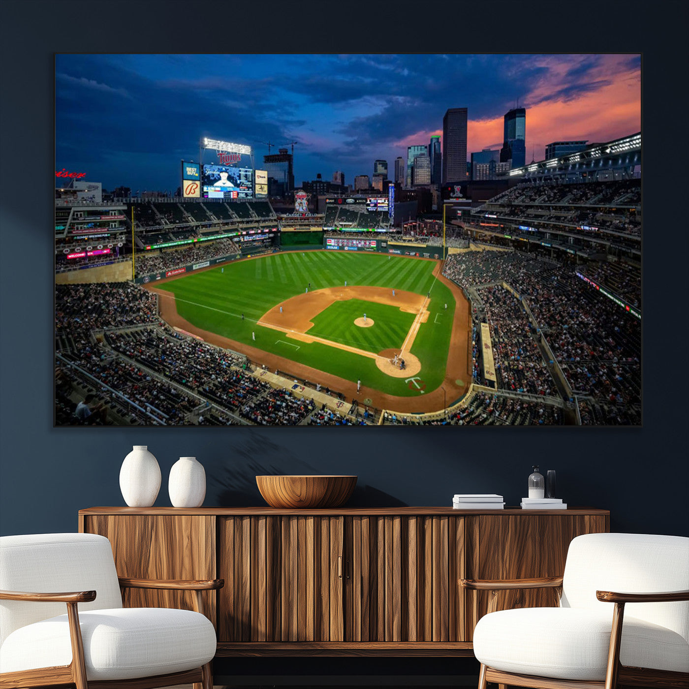 -Target Field Wall Art Canvas Print – Baseball Stadium Scene, Minneapolis Major League Baseball Artwork for Home, Office