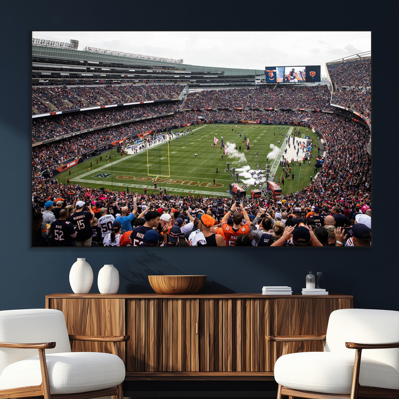 -Chicago Bears Soldier Field Wall Art Canvas Print – Framed Football Stadium Artwork Team Spirit for home, office