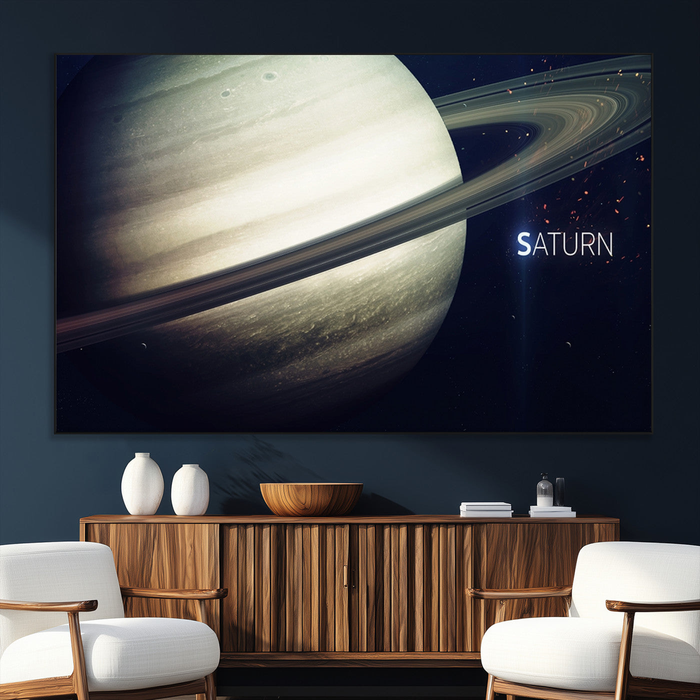-Framed Saturn Wall Art Canvas Print