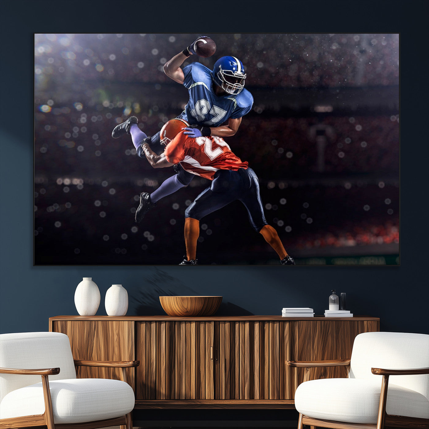 76491-MGV-CV-36X24-American Football Wall Art Canvas Print, Stadium Sport Wall Art Print