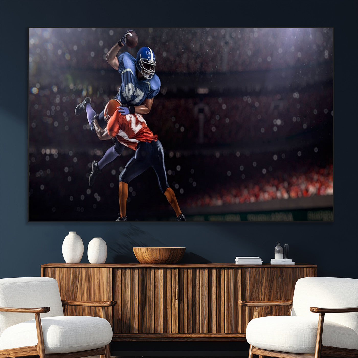 68009-MGV-CV-36X24-American Football Wall Art Canvas Print, Stadium Sport Wall Art Print