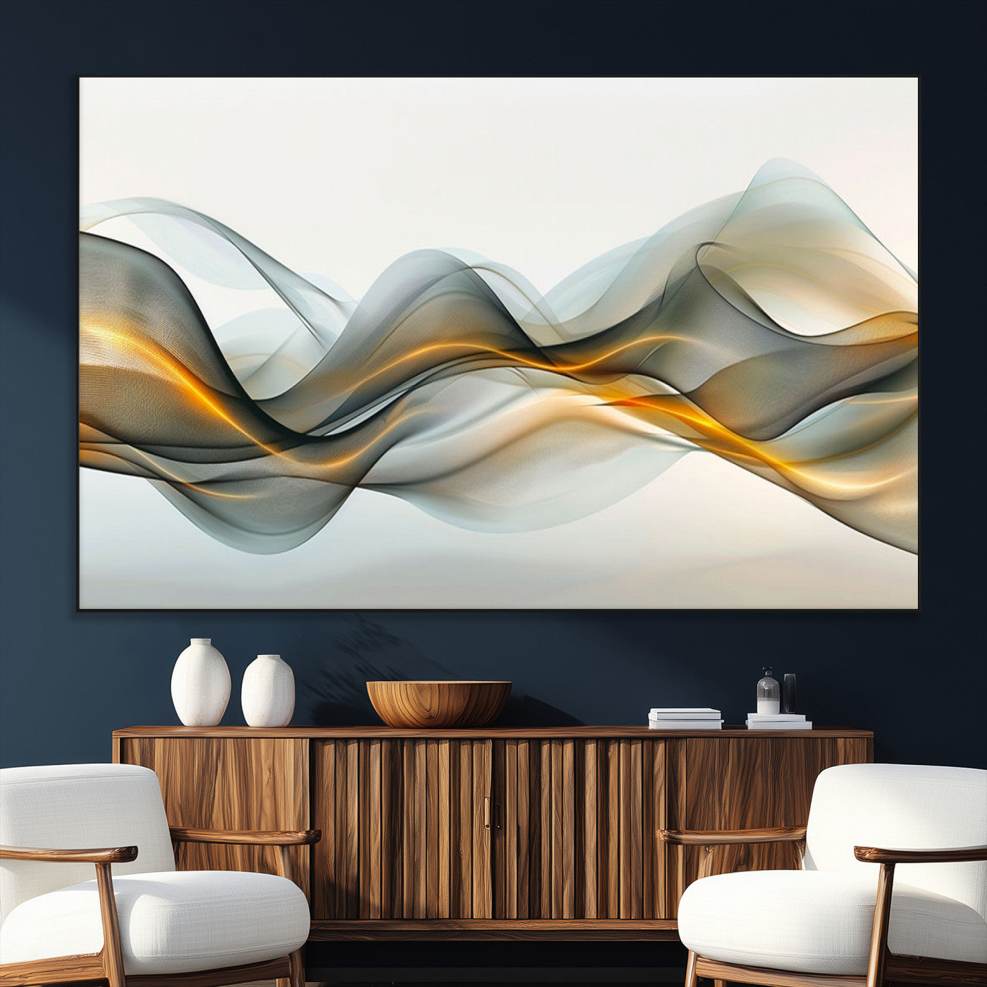 ES1001-MGV-CV-36X24-Abstract Wave Canvas Wall Art – Fluid Contemporary Elegance in Motion – Ready to Hang