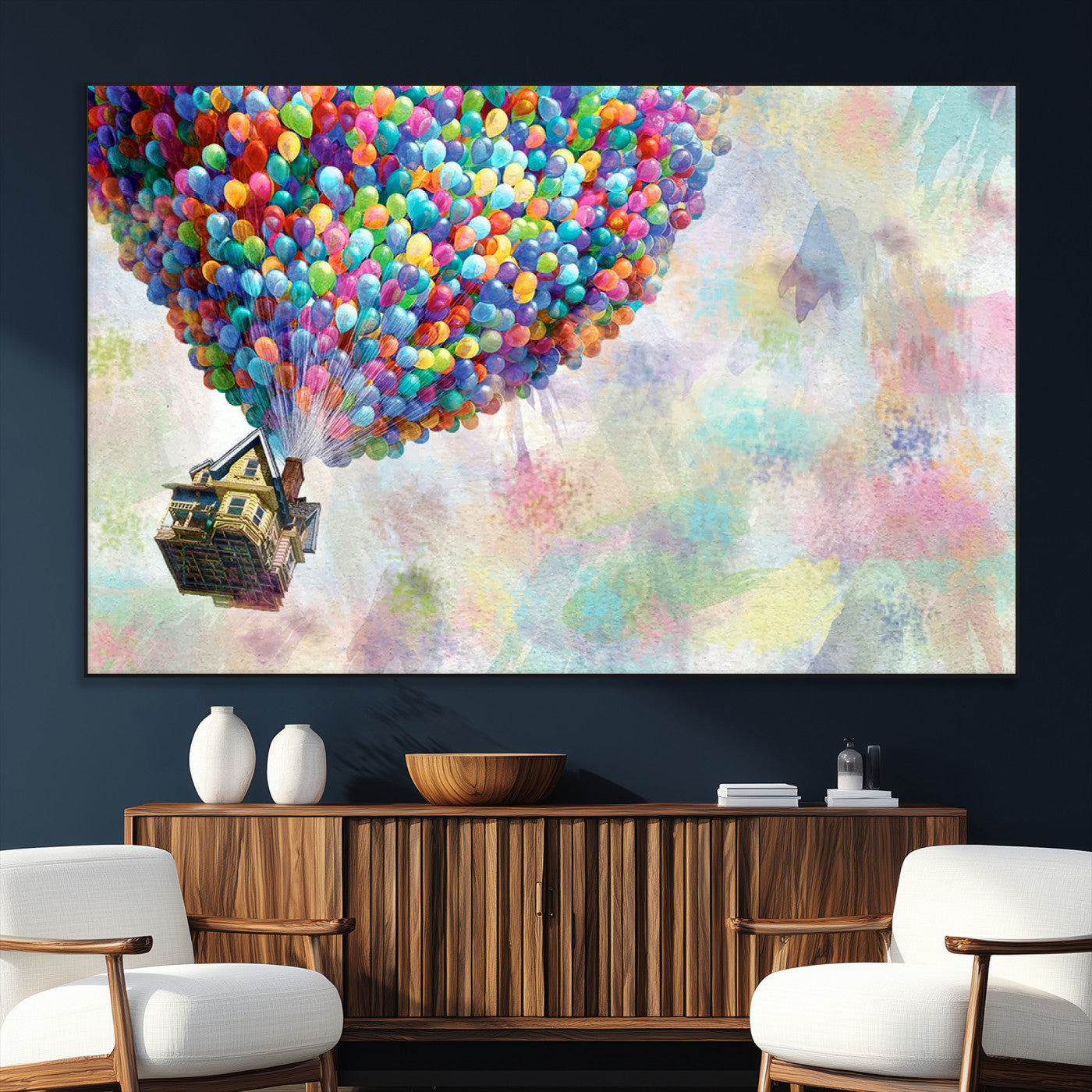 48558-MGV-CV-36X24-Up Pixar Poster, Look Up Pixar Wall Art, Up Pixar Canvas, Kids Play Game Room Decor Wall Art