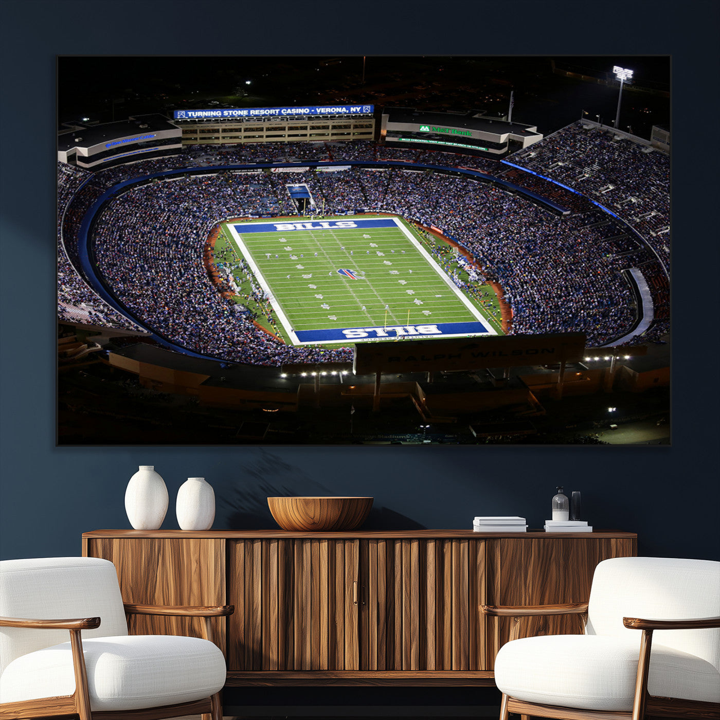 19030-MGV-CV-36X24-Buffalo Bills NFL Football Team Print - Highmark Stadium Wall Art Canvas Print