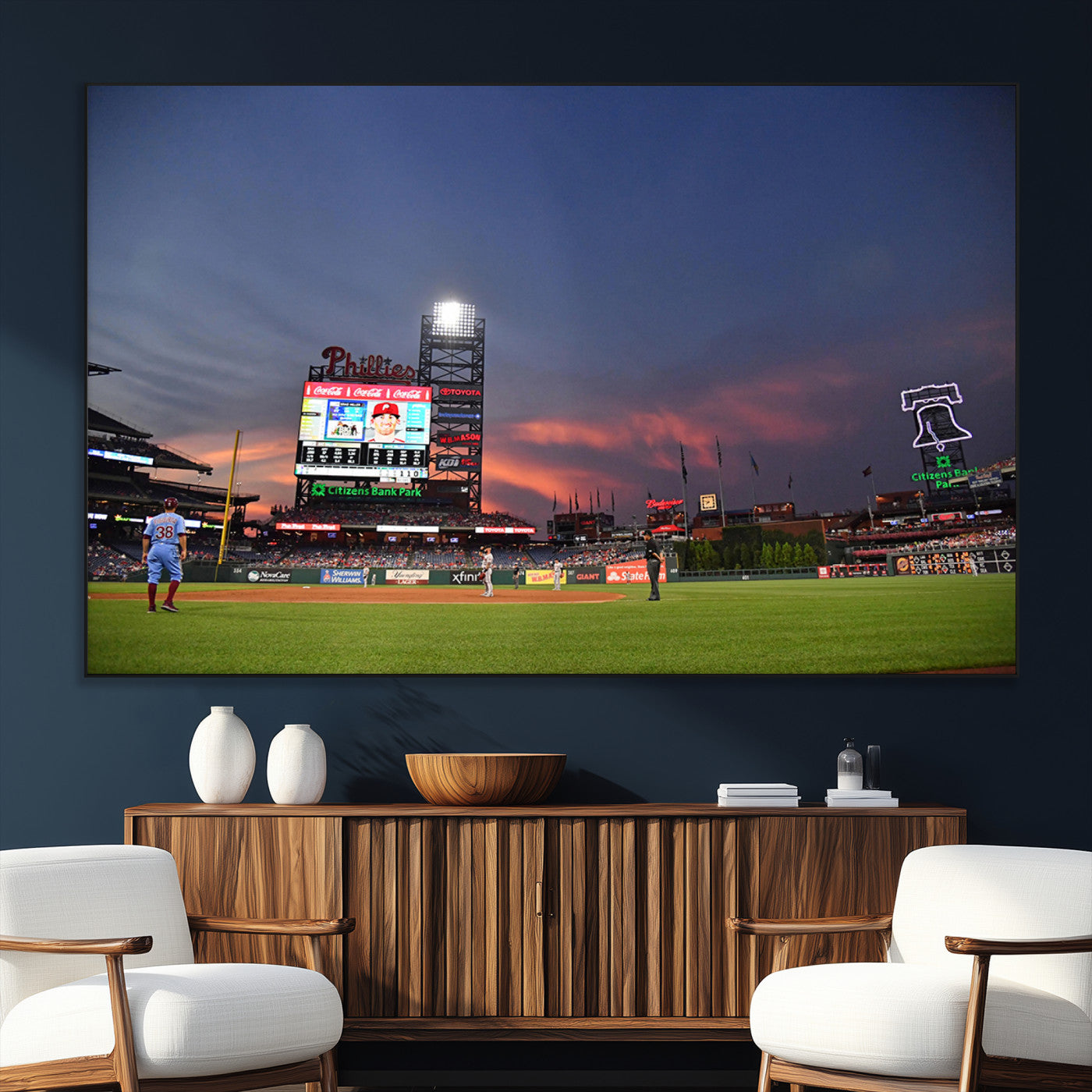 22594-MGV-CV-36X24-Philadelphia Phillies Baseball Print - Philadelphia Citizens Bank Park Stadium Wall Art, Phillies