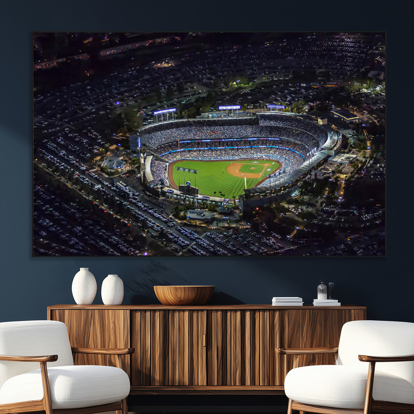 20932-MGV-CV-36X24-Los Angeles Dodgers Dodger Stadium Wall Art Canvas Print - MLB Baseball Stadium