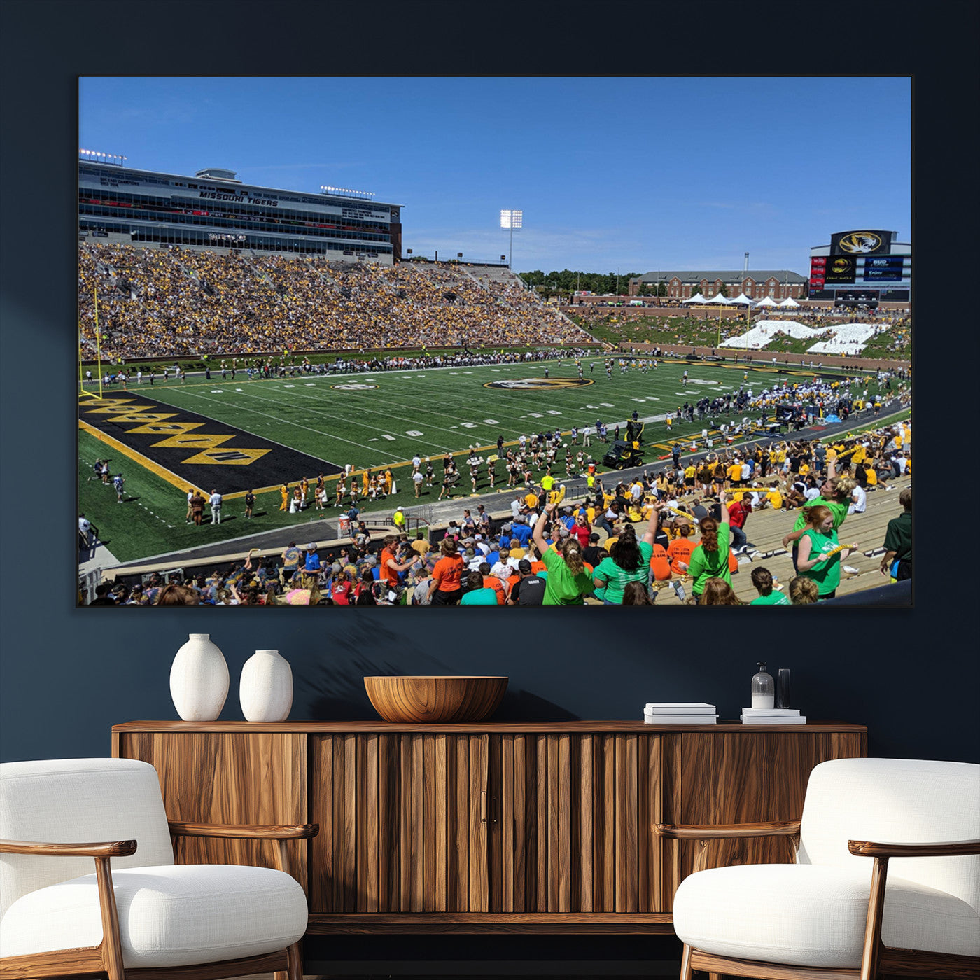 38399-MGV-CV-36X24-University of Missouri Tigers Football Team Print - Columbia Faurot Field Memorial Stadium Wall Art