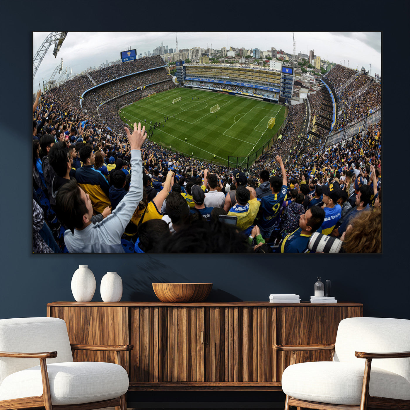 23173-MGV-CV-36X24-Boca Juniors Soccer Team Print - Buenos Aires Bombonera Stadium Wall Art Canvas Print