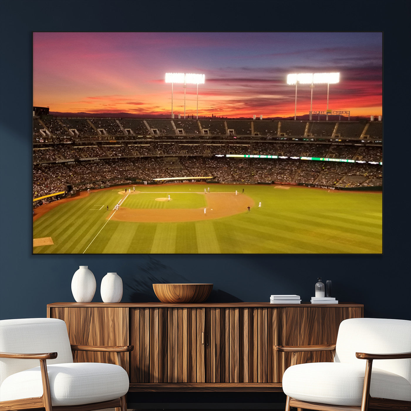 73718-SEG-FC-51X34_Oversize_Oversize-Oakland Athletics Baseball Team Print - Oakland Coliseum Stadium Wall Art Canvas Print