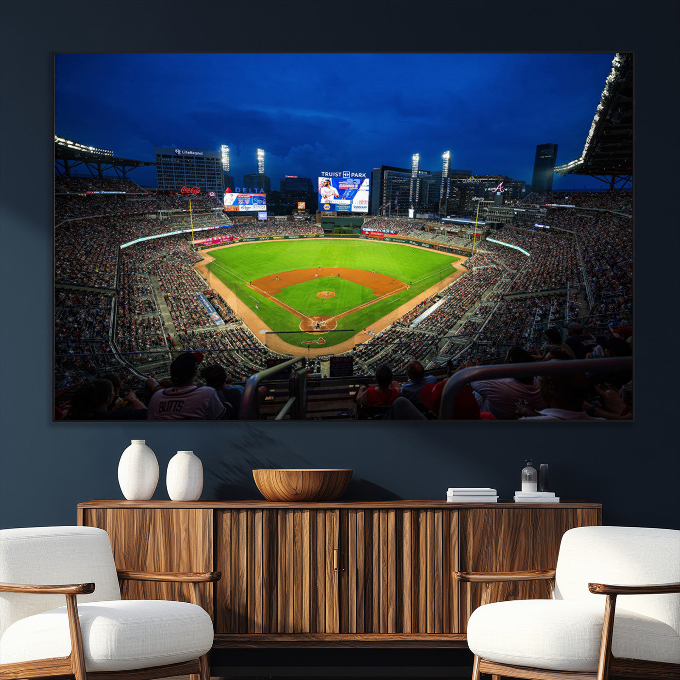 88590-MGV-CV-36X24-Truist Park Night Game Canvas Art - Atlanta Braves Stadium Wall Art Canvas