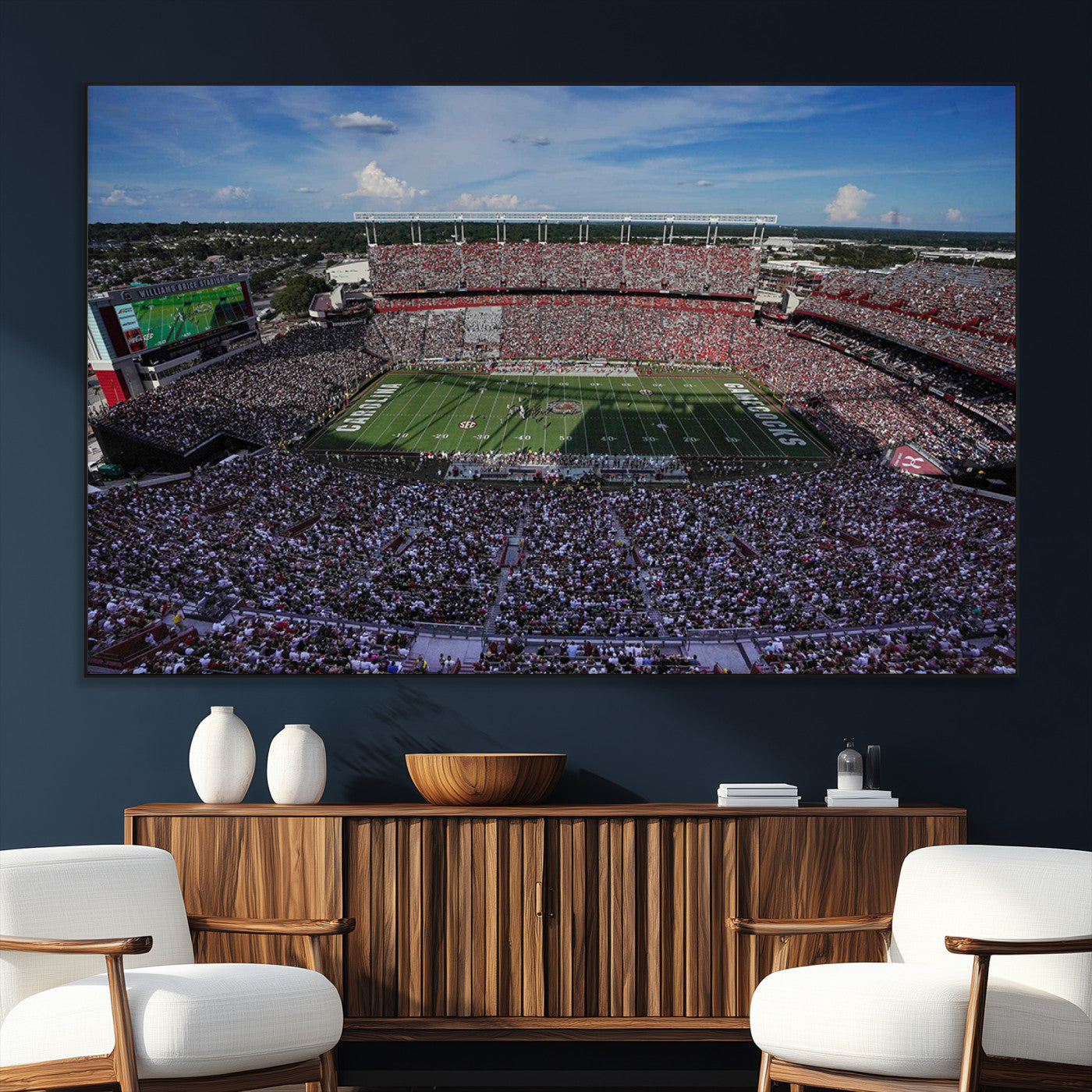 83382-MGV-CV-36X24-South Carolina Gamecocks Football Team Print - Columbia Williams-Brice Stadium Wall Art Canvas Print