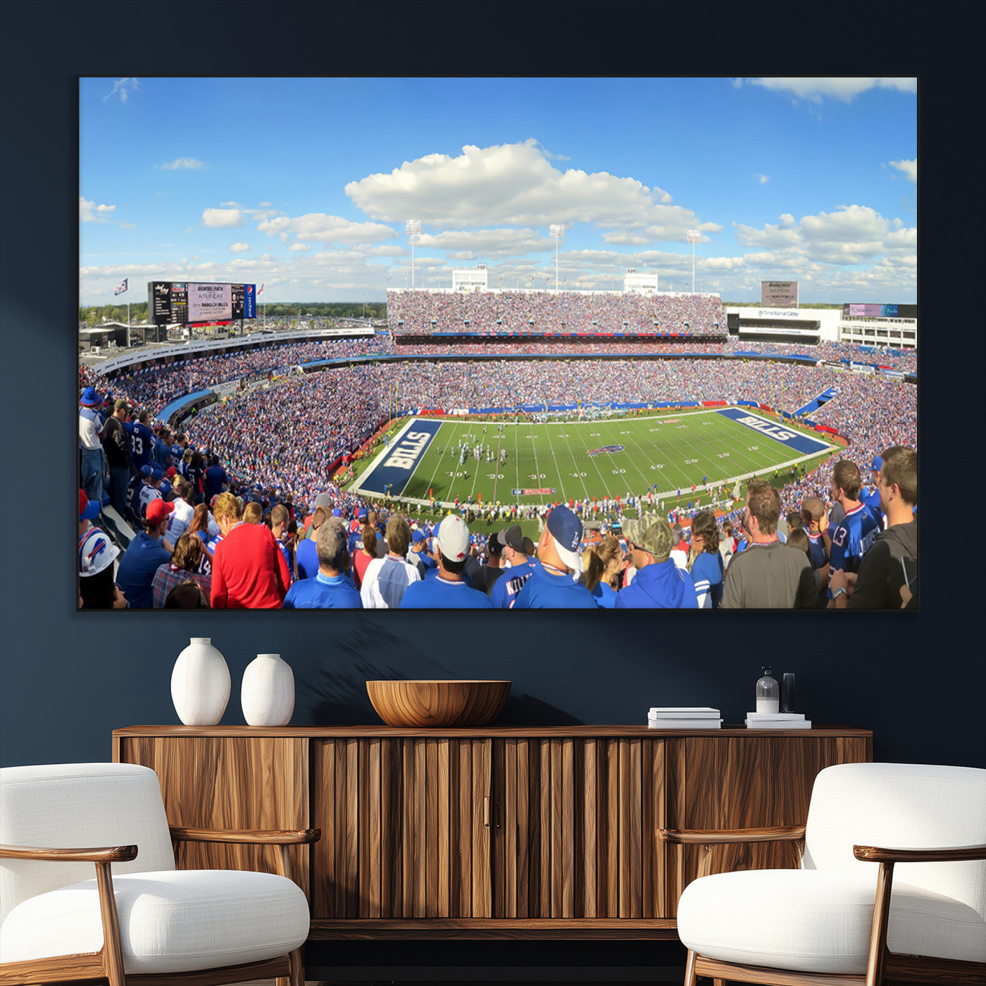 35302-MGV-CV-36X24-Buffalo Bills NFL Football Team Print - Buffalo Highmark Stadium Wall Art Canvas Print