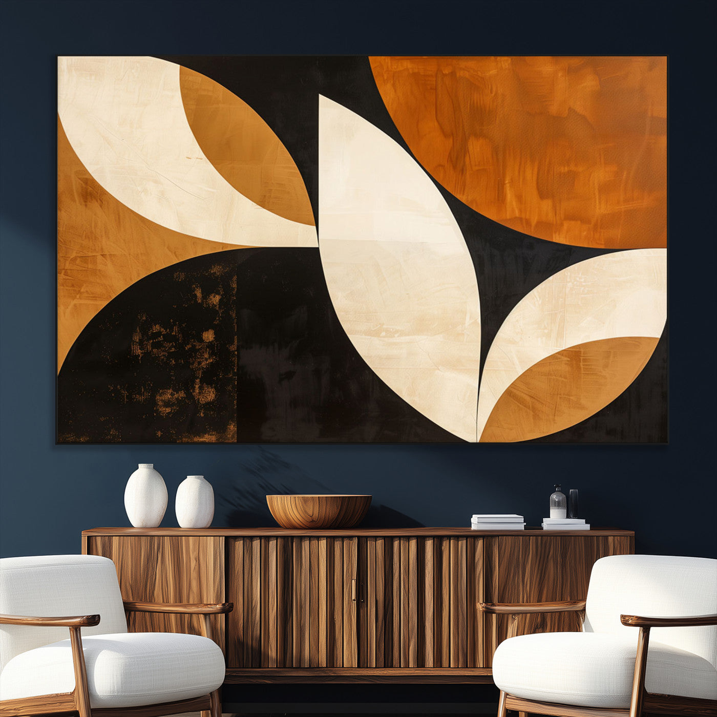 21251-MGV-CV-36X24-Geometric Abstract Wall Art Canvas Print, Mid Century Modern Wall Art Print