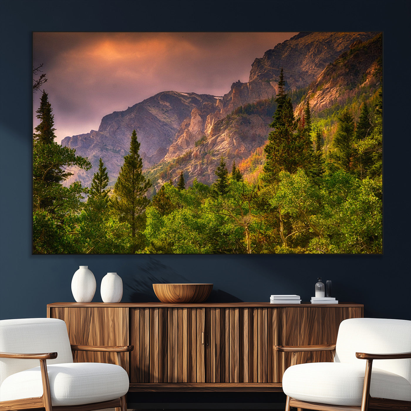 81684-SEG-FC-51X34_Oversize_Oversize-Colorado Rockies Mountains Wall Art Canvas Print | Ready to Hang Framed Mountain Landscape