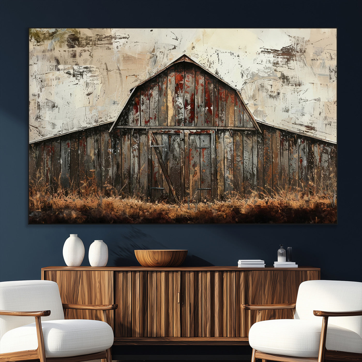 94486-SEG-FC-51X34_Oversize_Oversize-Rustic Barn Wall Art | Farmhouse Wall Decor Canvas Print | Ready to Hang Barn Decor for Cabin or