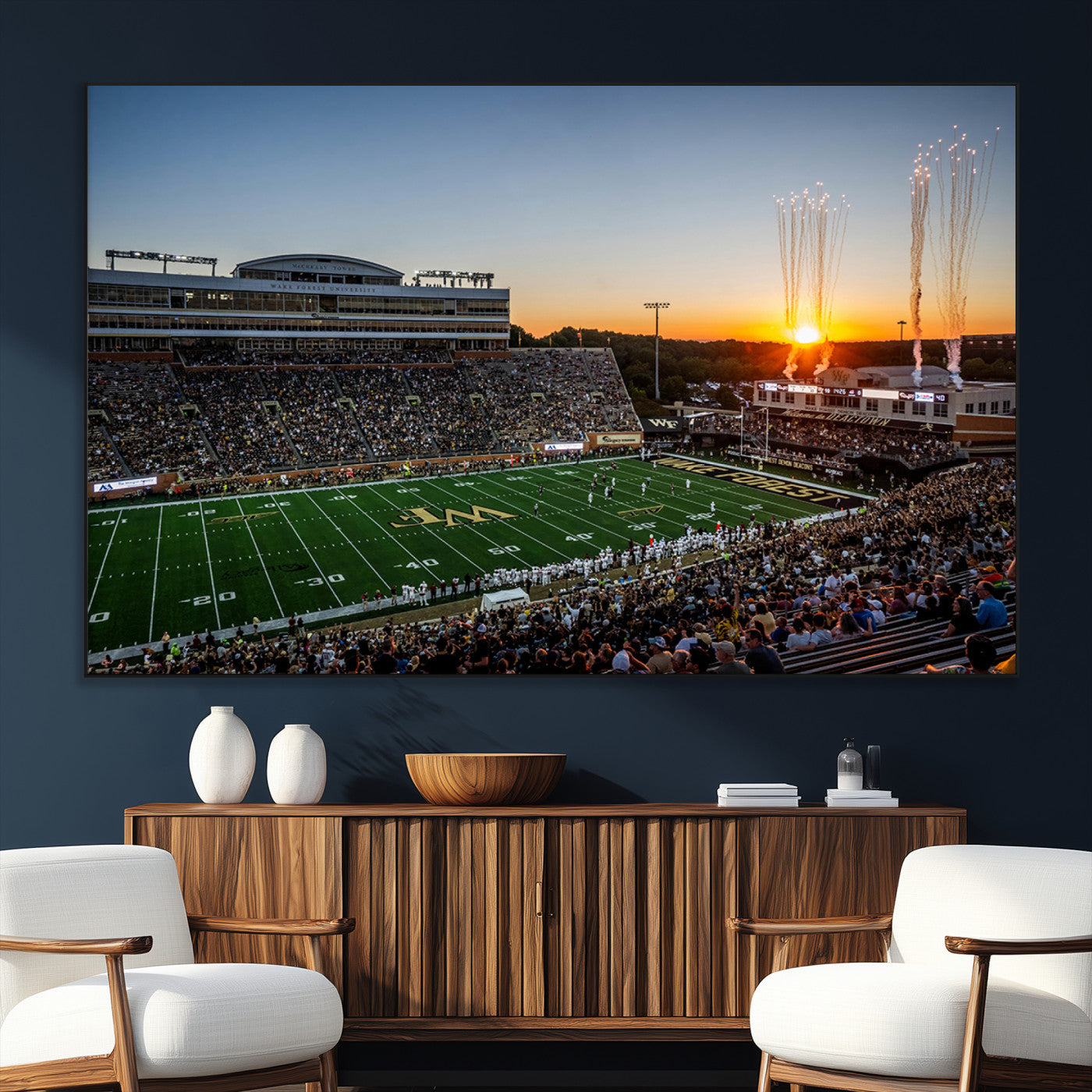 29253-MGV-CV-36X24-Demon Deacons Football Team Print Canvas- Winston-Salem Allegacy Federal Credit Union Stadium Wall