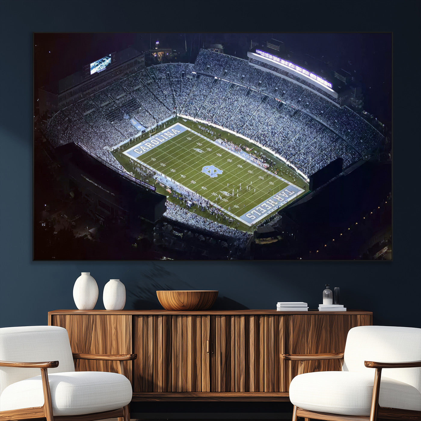 88375-MGV-CV-36X24-University of North Carolina Tar Heels Football Team Print - Chapel Hill Kenan Memorial Stadium