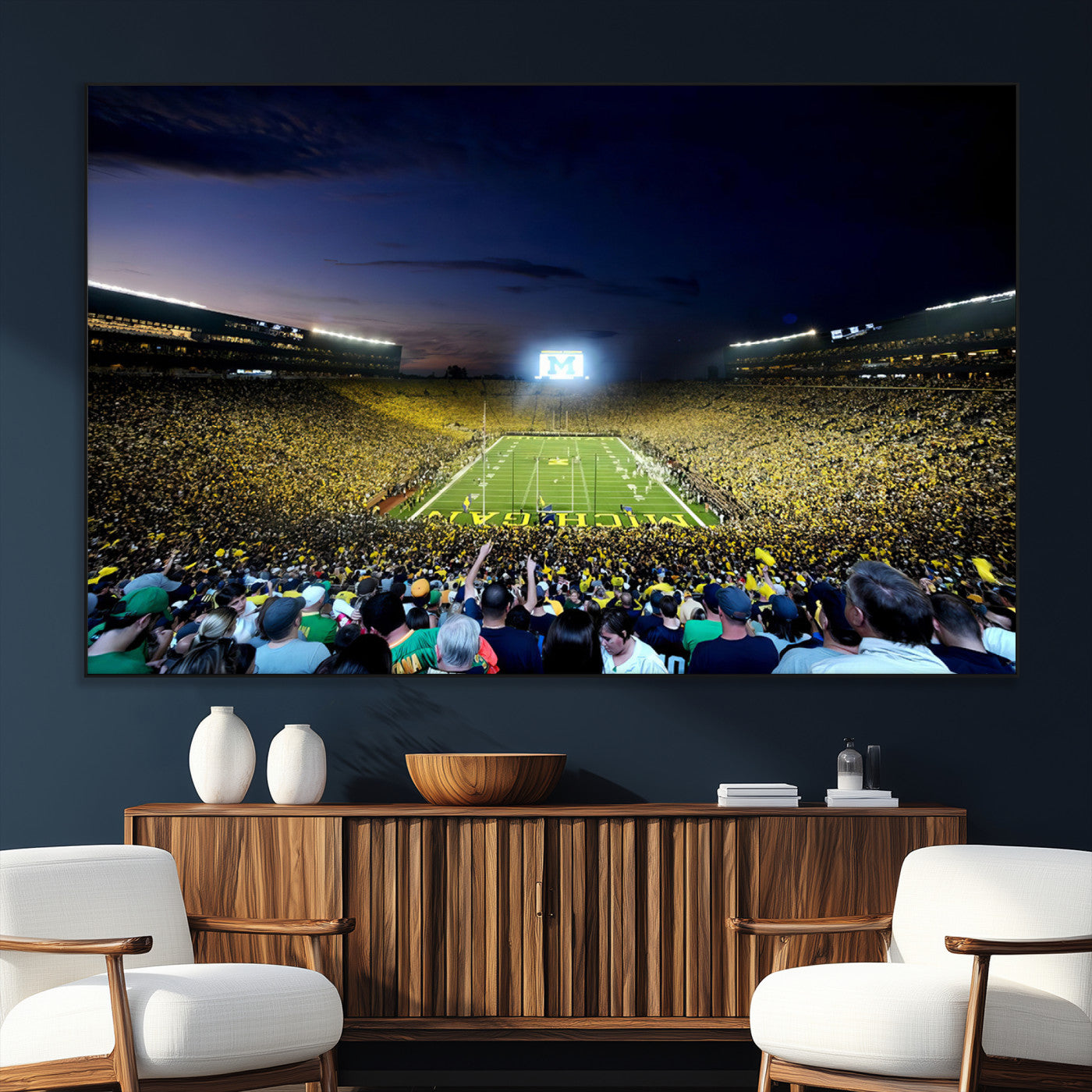 22115-MGV-CV-36X24-University of Michigan Wolverines Football Team Print - Ann Arbor Michigan Stadium Canvas Print