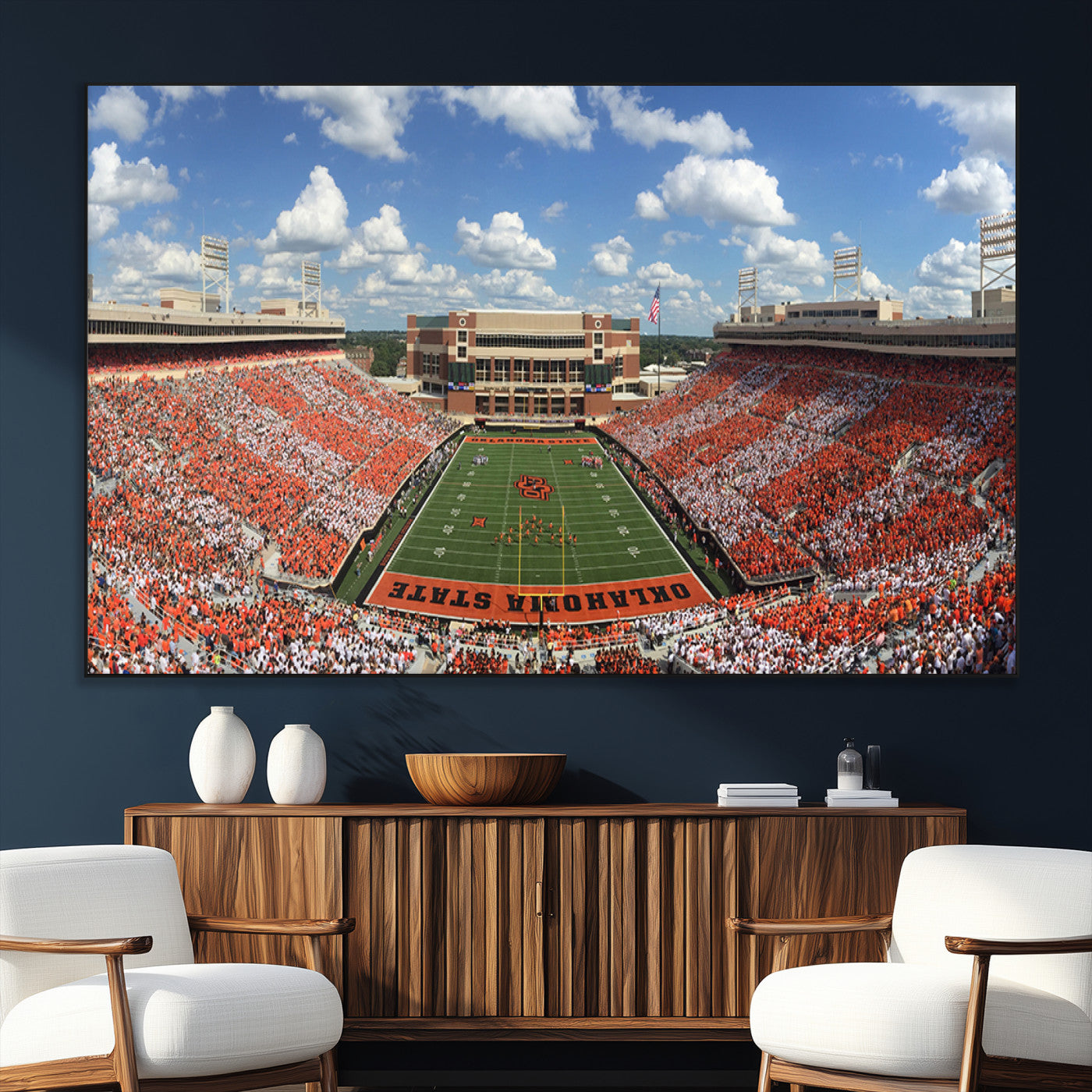 65192-MGV-CV-36X24-Oklahoma State Cowboys Football Team Print - Stillwater Boone Pickens Stadium Wall Art Canvas Print