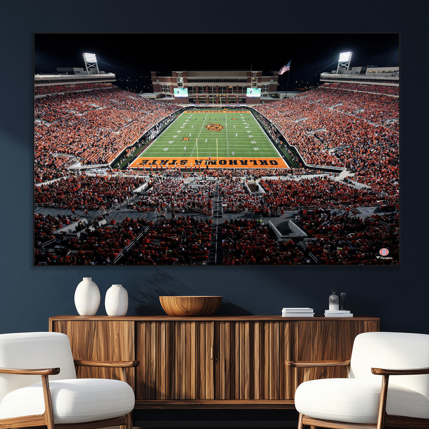 81675-MGV-CV-36X24-Boone Pickens Stadium Wall Art Oklahoma State Cowboys Print Framed Sports Canvas Art for Home, Office, Living Room