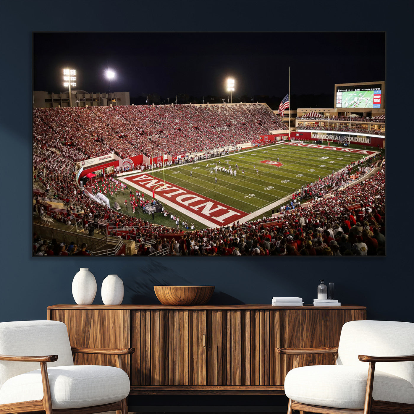 82748-MGV-CV-36X24-Indiana University Hoosiers Football Team Print Canvas - Bloomington Memorial Stadium Wall Art