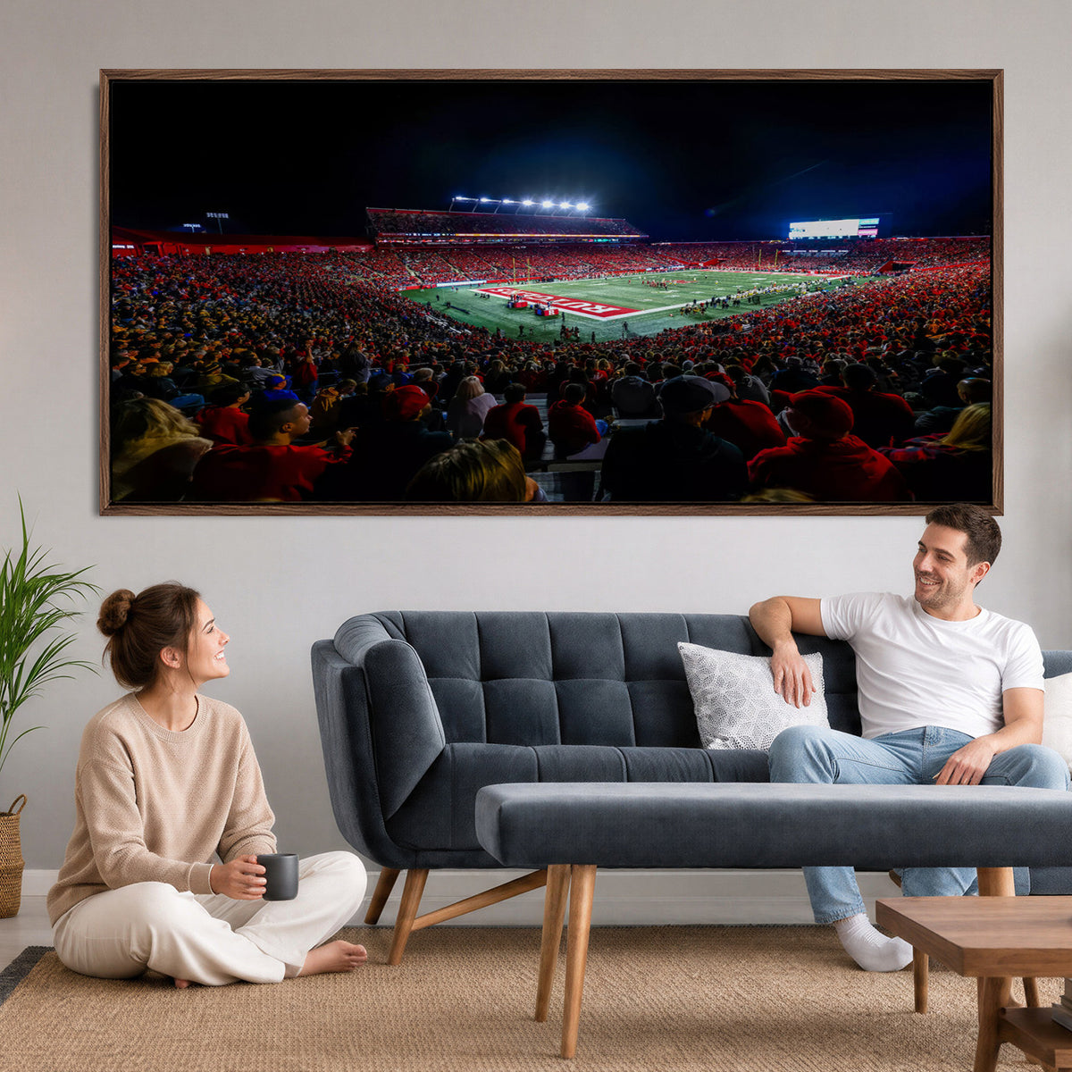 18115-PAN-FL-20X10 - Rutgers Scarlet Knights Football Team Print - SHI Stadium, Piscataway Wall Art Canvas Print