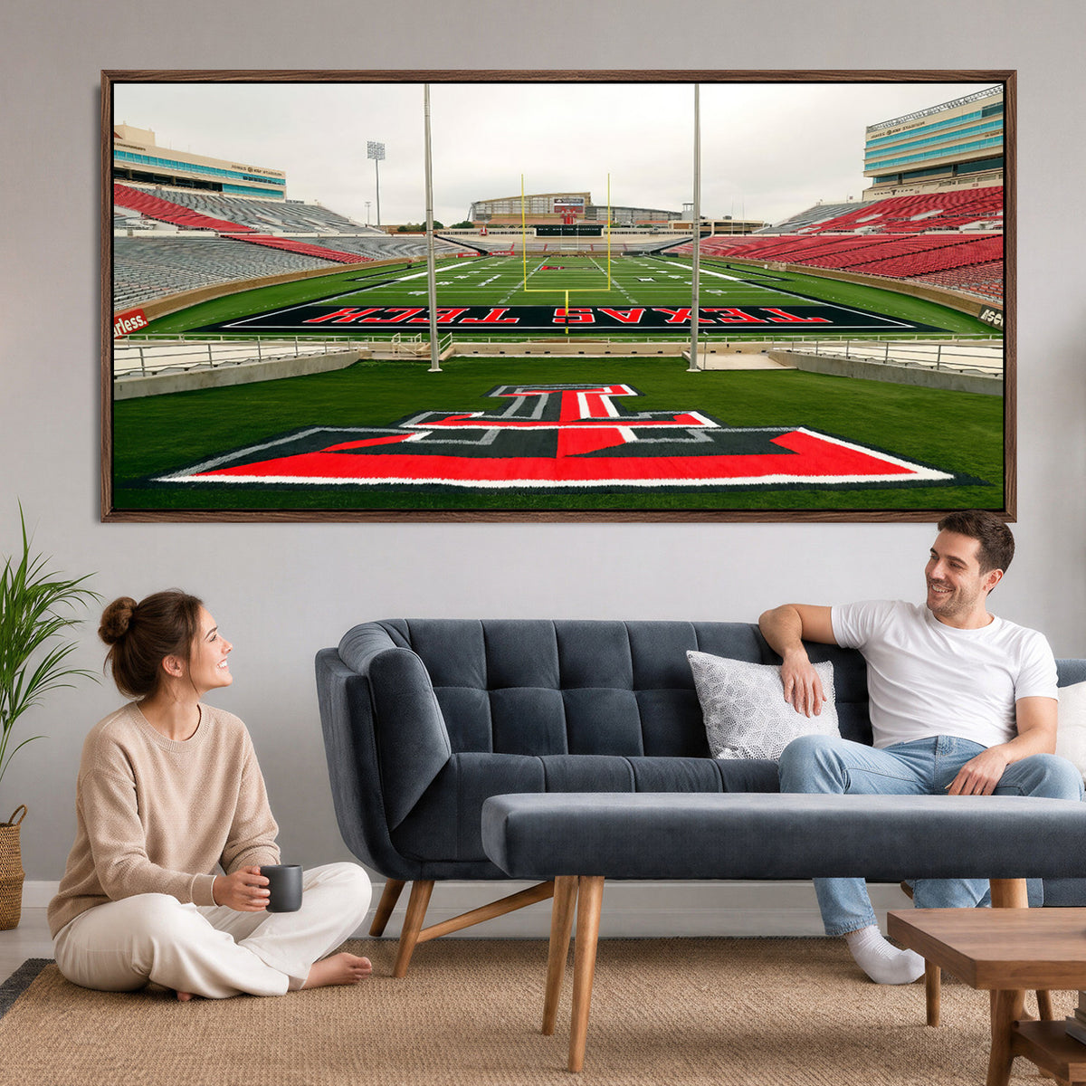 43169-PAN-FL-20X10 - Texas Tech Red Raiders Football Team Print - Lubbock Jones AT&T Stadium Wall Art Canvas Print