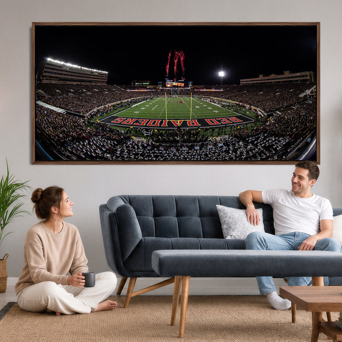 83122-PAN-FL-20X10 - Framed Texas Tech Red Raiders Stadium Canvas, Texas Tech Red Raiders Football Team Print - Lubbock