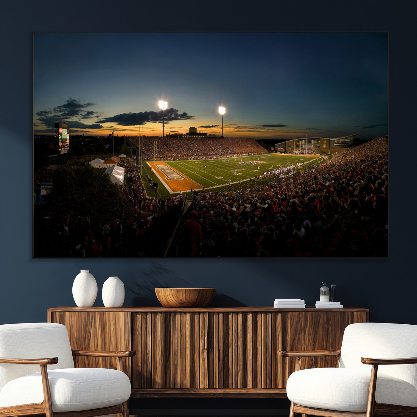 15980-MGV-CV-36X24-Ball State Cardinals Football Team Print - Muncie Scheumann Stadium Wall Art Canvas Print