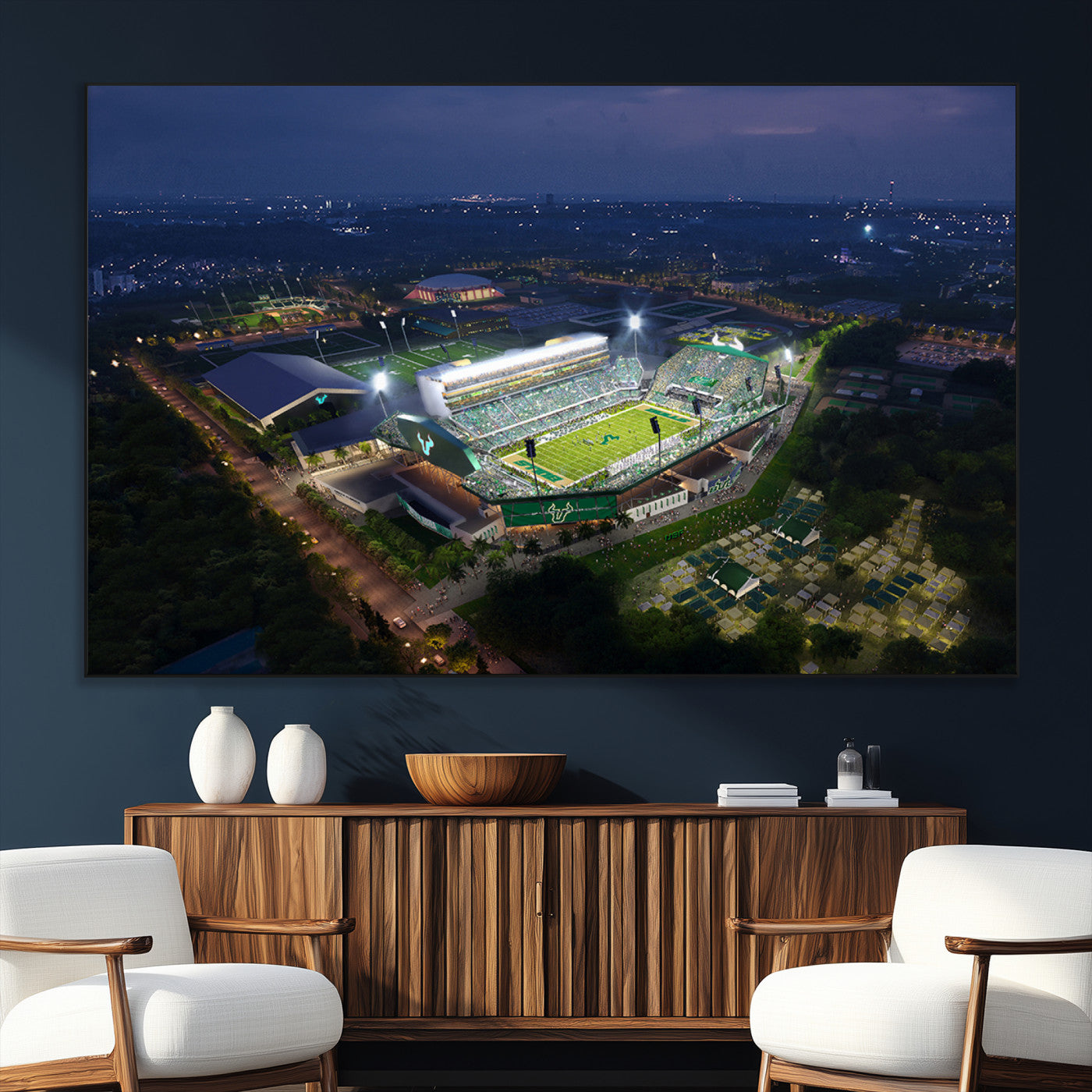 27554-SEG-FC-51X34_Oversize_Oversize-The University of South Florida Bulls Football Team Print - Tampa USF Football Stadium Wall Art