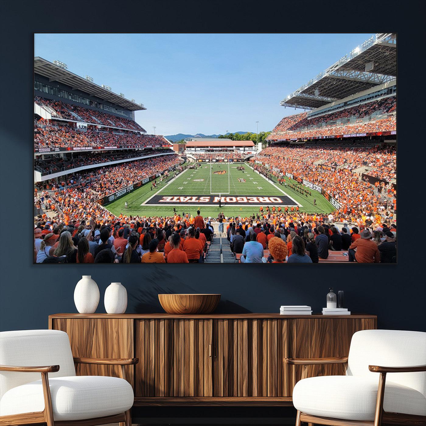 35211-MGV-CV-36X24-Oregon State Beavers Football Team Print - Corvallis Reser Stadium Wall Art Canvas Print