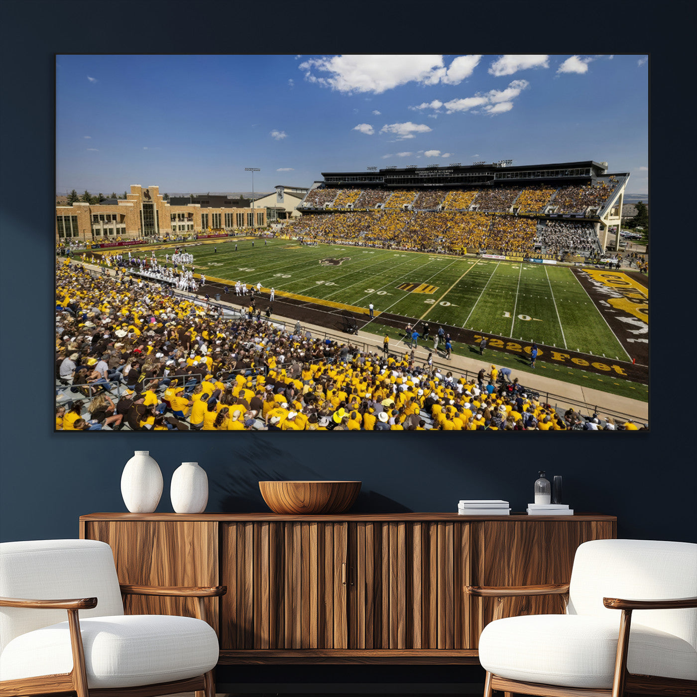 75112-MGV-CV-36X24-University of Wyoming Cowboys Football Team Print - Laramie Jonah Field War Memorial Stadium Wall
