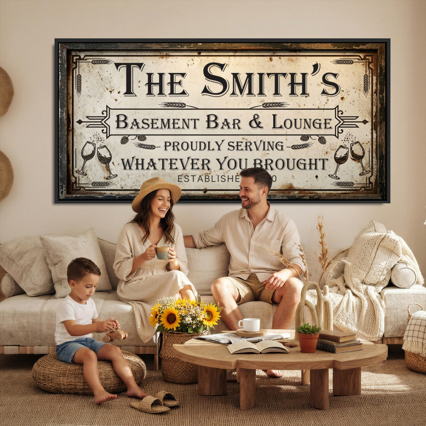 28317410-PAN-FL-20X10 - Custom Bar Sign Wall Art Canvas Print
