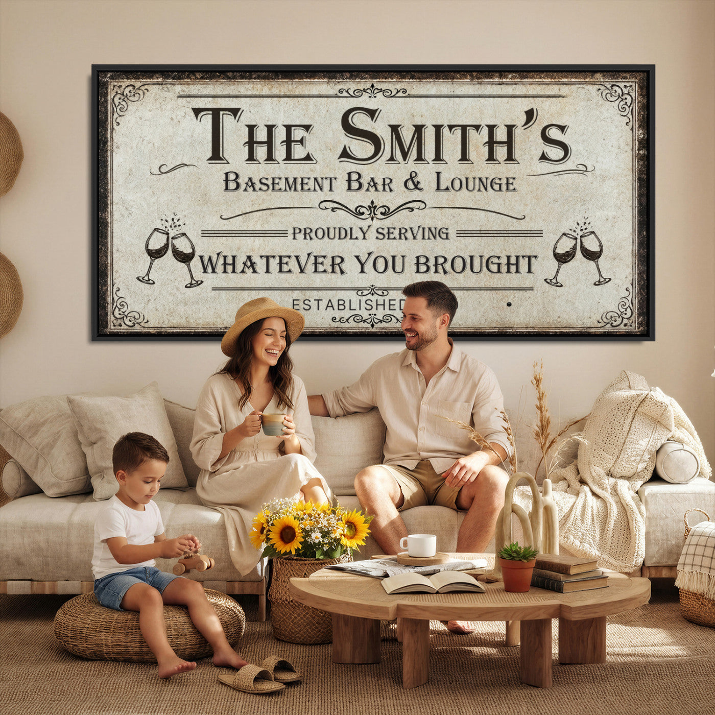 22440205-PAN-FL-20X10 - Custom Bar Sign Wall Art Canvas Print