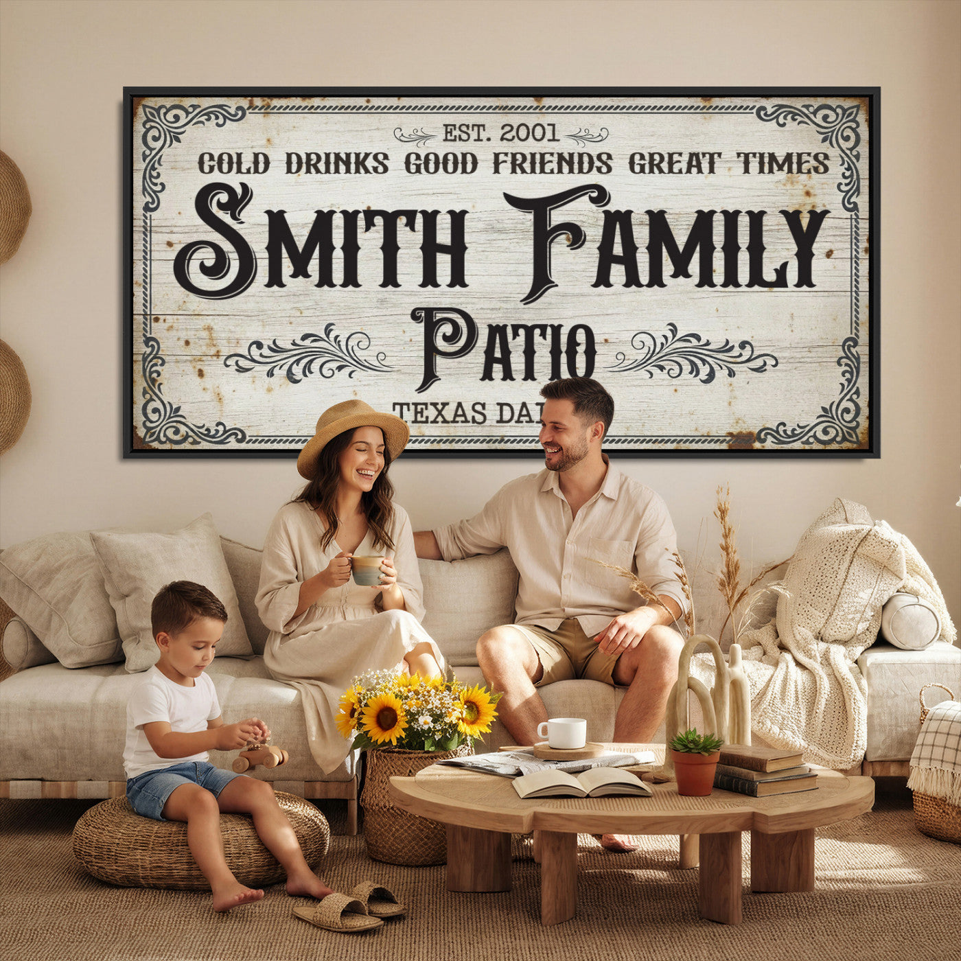 82858529-PAN-FL-20X10 - Custom Bar Sign Wall Art Canvas Print