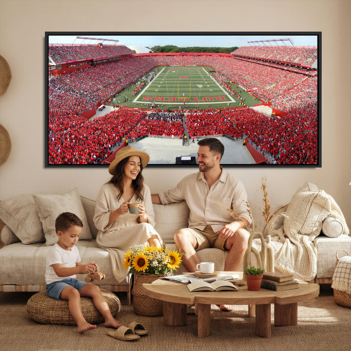 90818-PAN-FL-20X10 - Rutgers Scarlet Knights Football Team Print - Piscataway SHI Stadium Wall Art Canvas Print