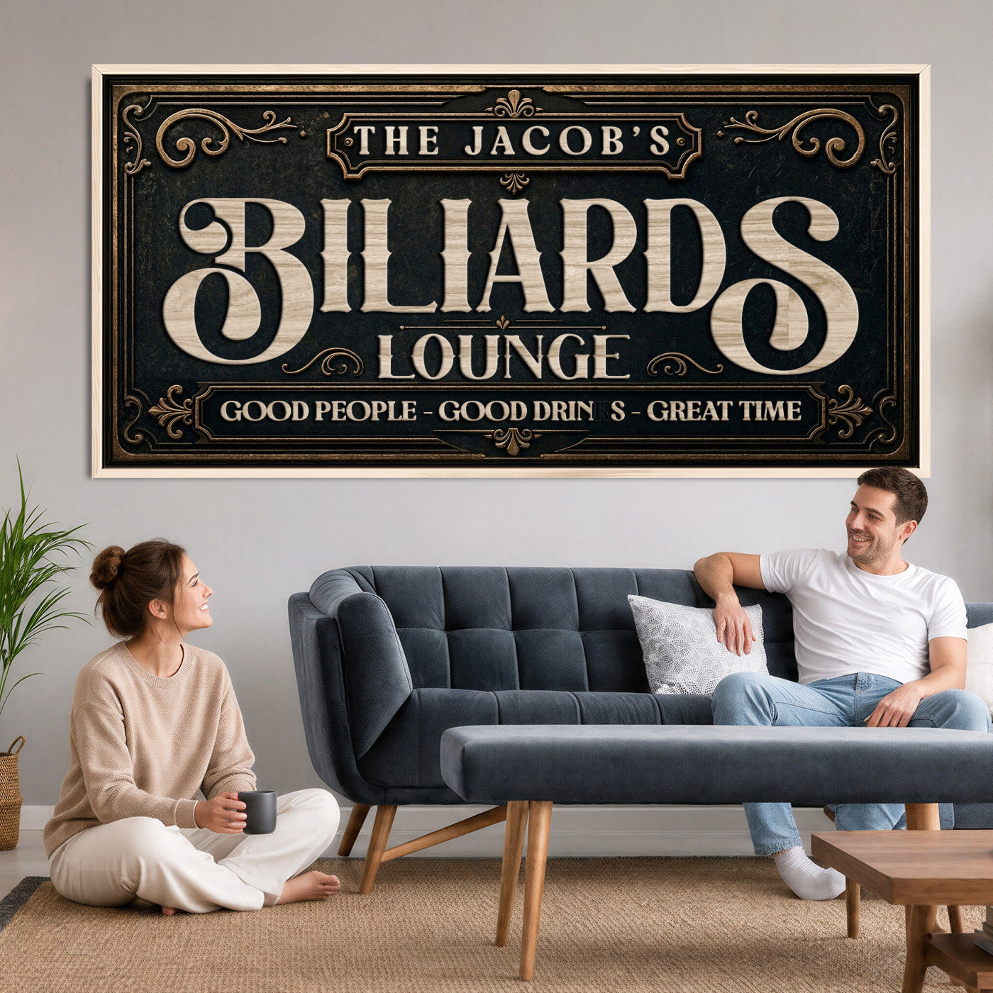 47215219-PAN-FL-20X10 - Custom Bar Sign Wall Art Canvas Print