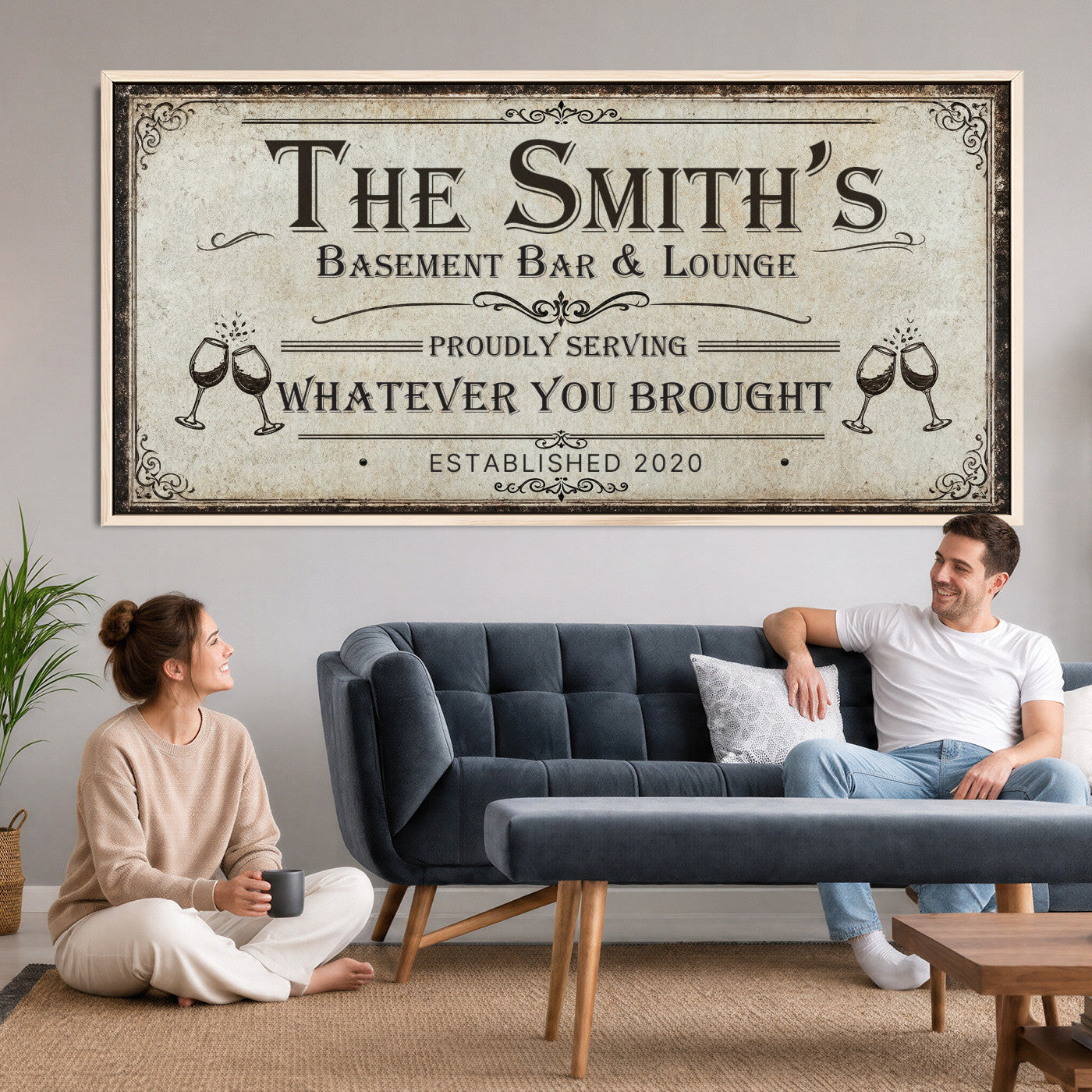 22440205-PAN-FL-20X10 - Custom Bar Sign Wall Art Canvas Print
