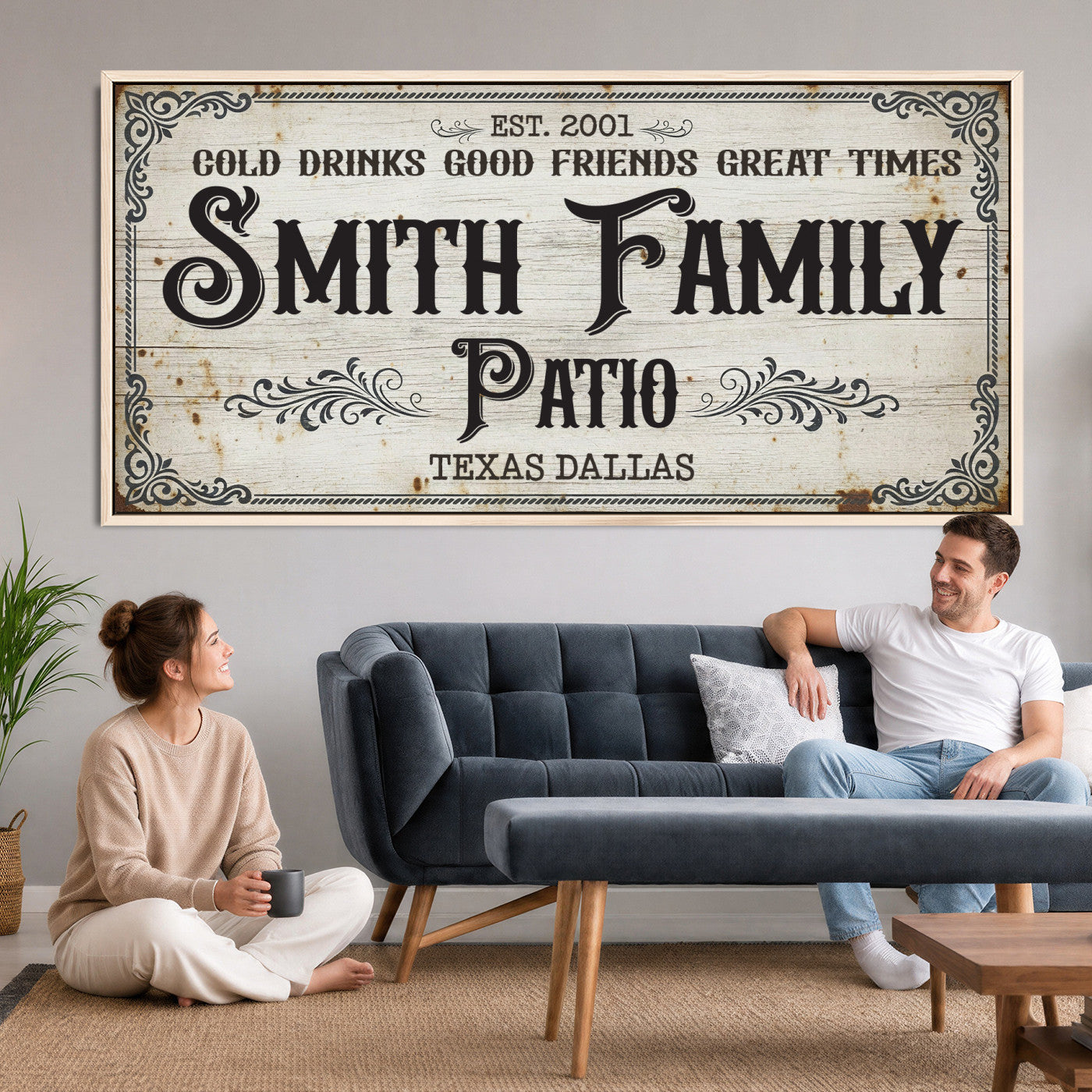 82858529-PAN-FL-20X10 - Custom Bar Sign Wall Art Canvas Print