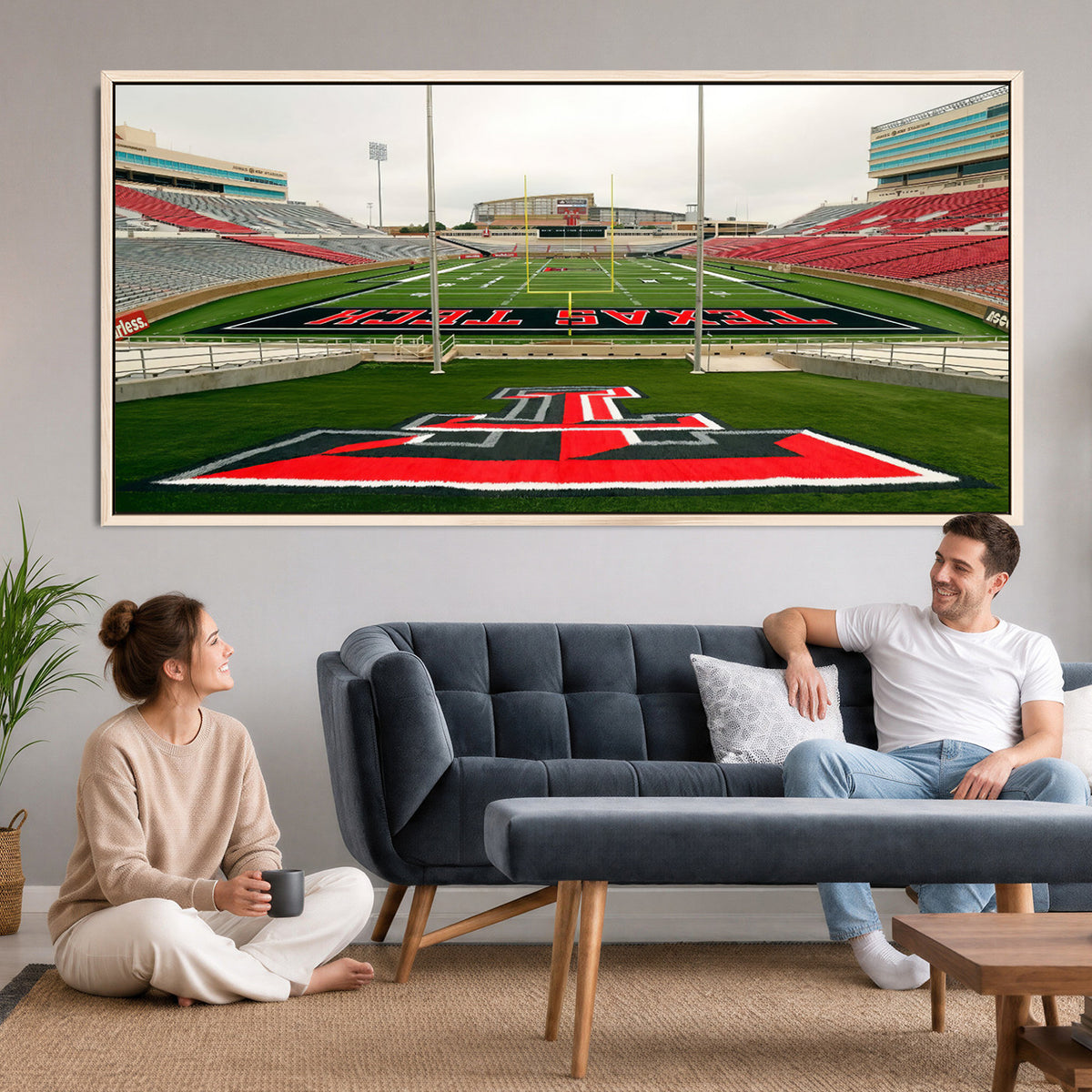 43169-PAN-FL-20X10 - Texas Tech Red Raiders Football Team Print - Lubbock Jones AT&T Stadium Wall Art Canvas Print