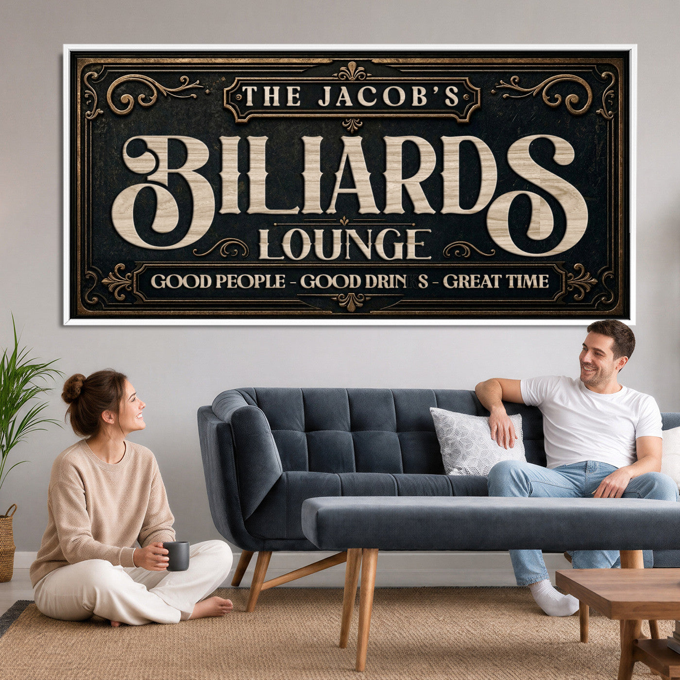 47215219-PAN-FL-20X10 - Custom Bar Sign Wall Art Canvas Print